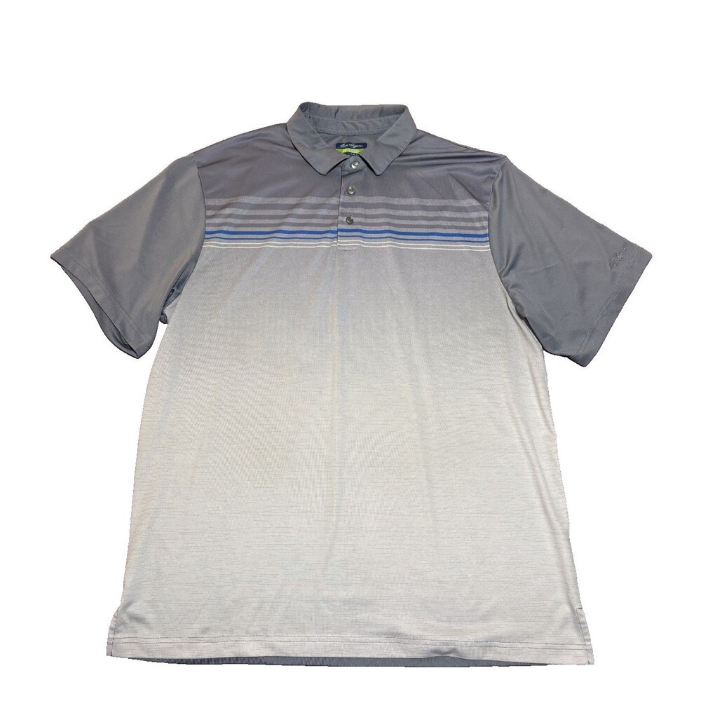 Ben Hogan Men's Performance Polo Golf Shirt Gray Striped Short Sleeve Sz Large